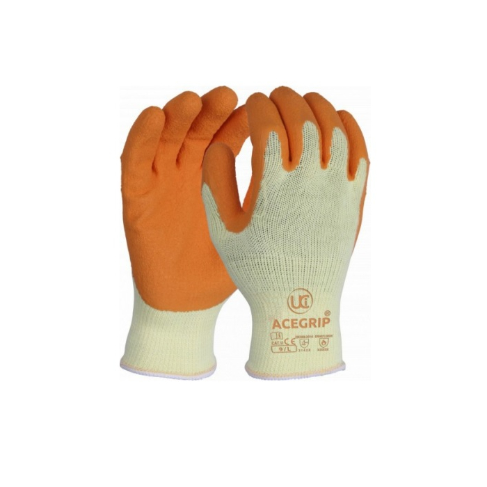 UCi AceGrip Orange Contact Heat Resistant Latex Coated Gloves